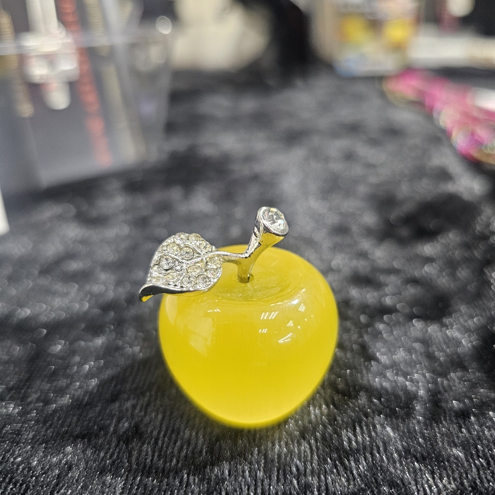 NWT Golden Yellow Agate Gemstone & Swarovski Crystal Apple – Artinfinitum.art